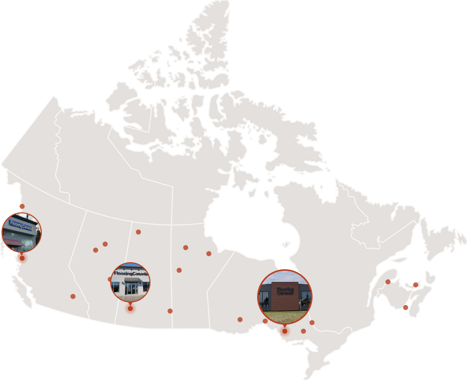 Map of showing location of Flooring Canada Stores in Canada 