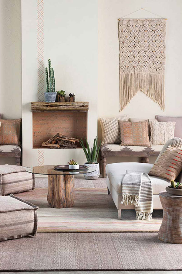 Living room with cactus and southwest decor