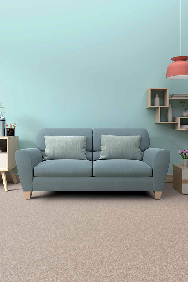 Pastel blue color incorporated in a living room wall color