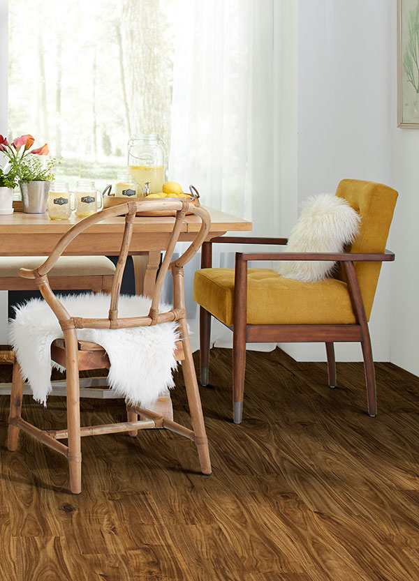 kitchen table with mustard yellow chair
