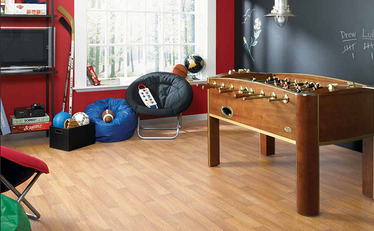 Playroom with light hardwood floors