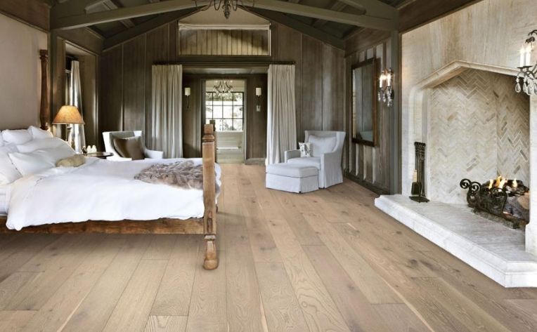 bedroom with white oak flooring