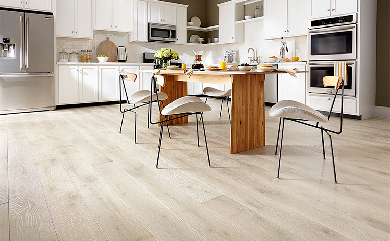 White Hardwood Flooring Kitchen Example