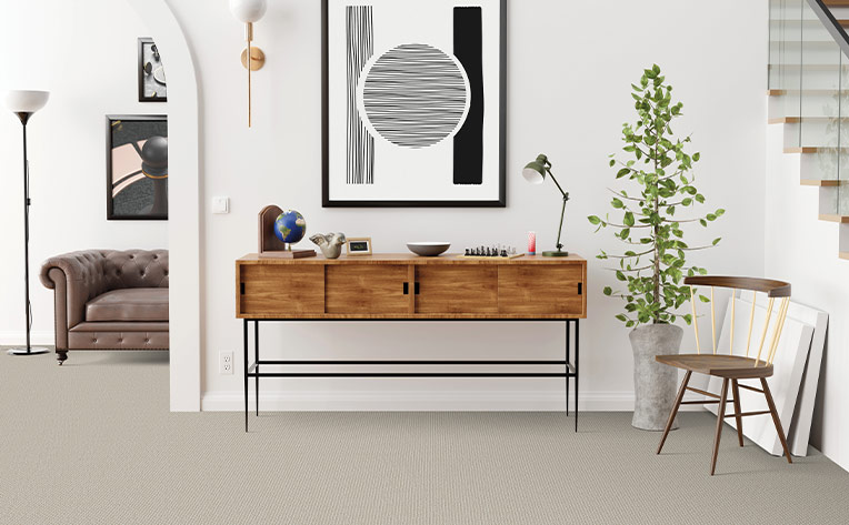 cream carpet in entryway